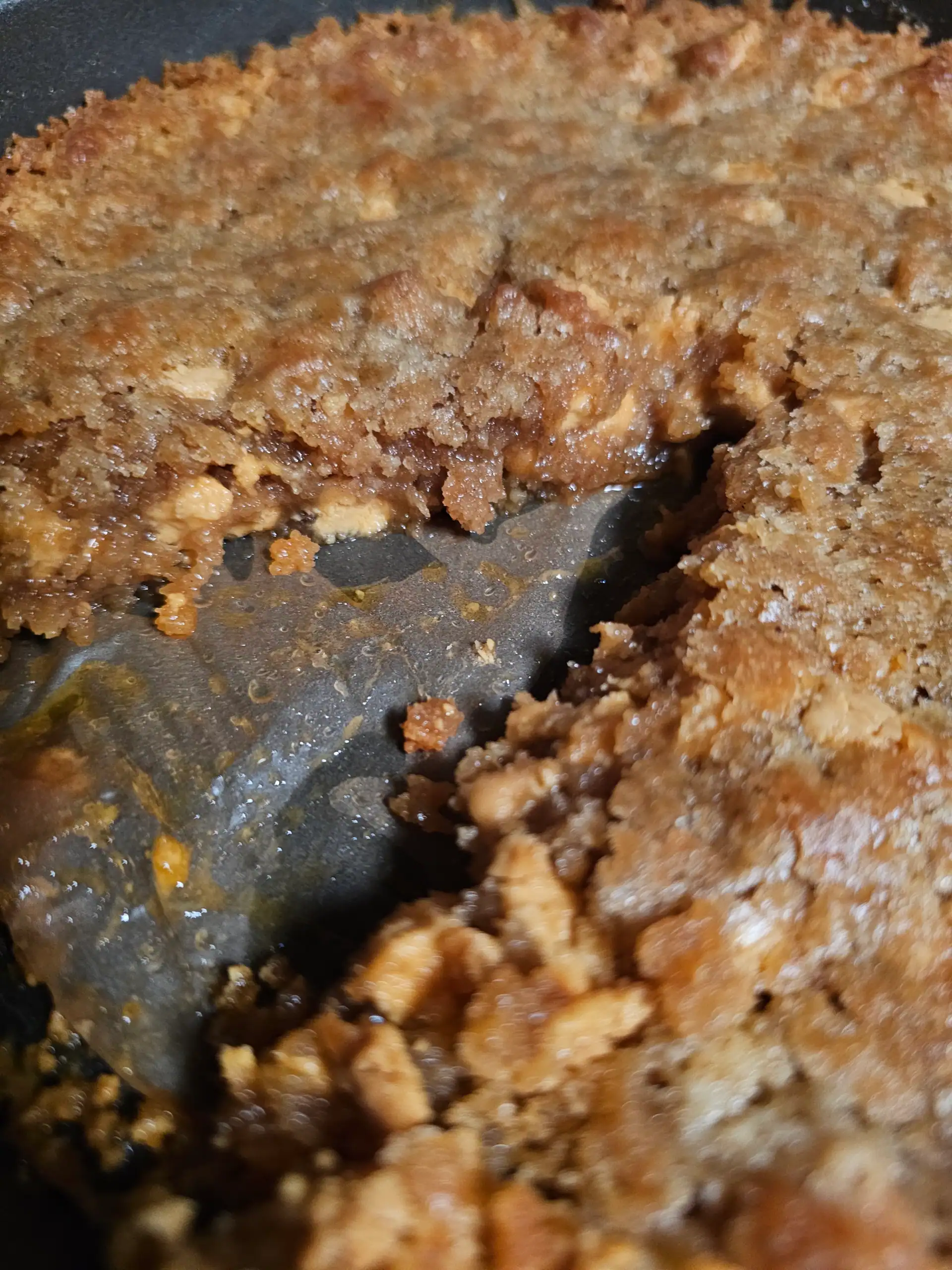 pan of butterscotch Blondies with piece cut out