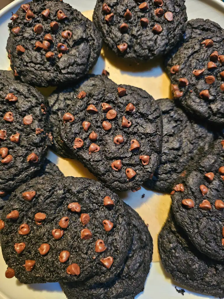 Plate of double chocolate black cocoa cookies