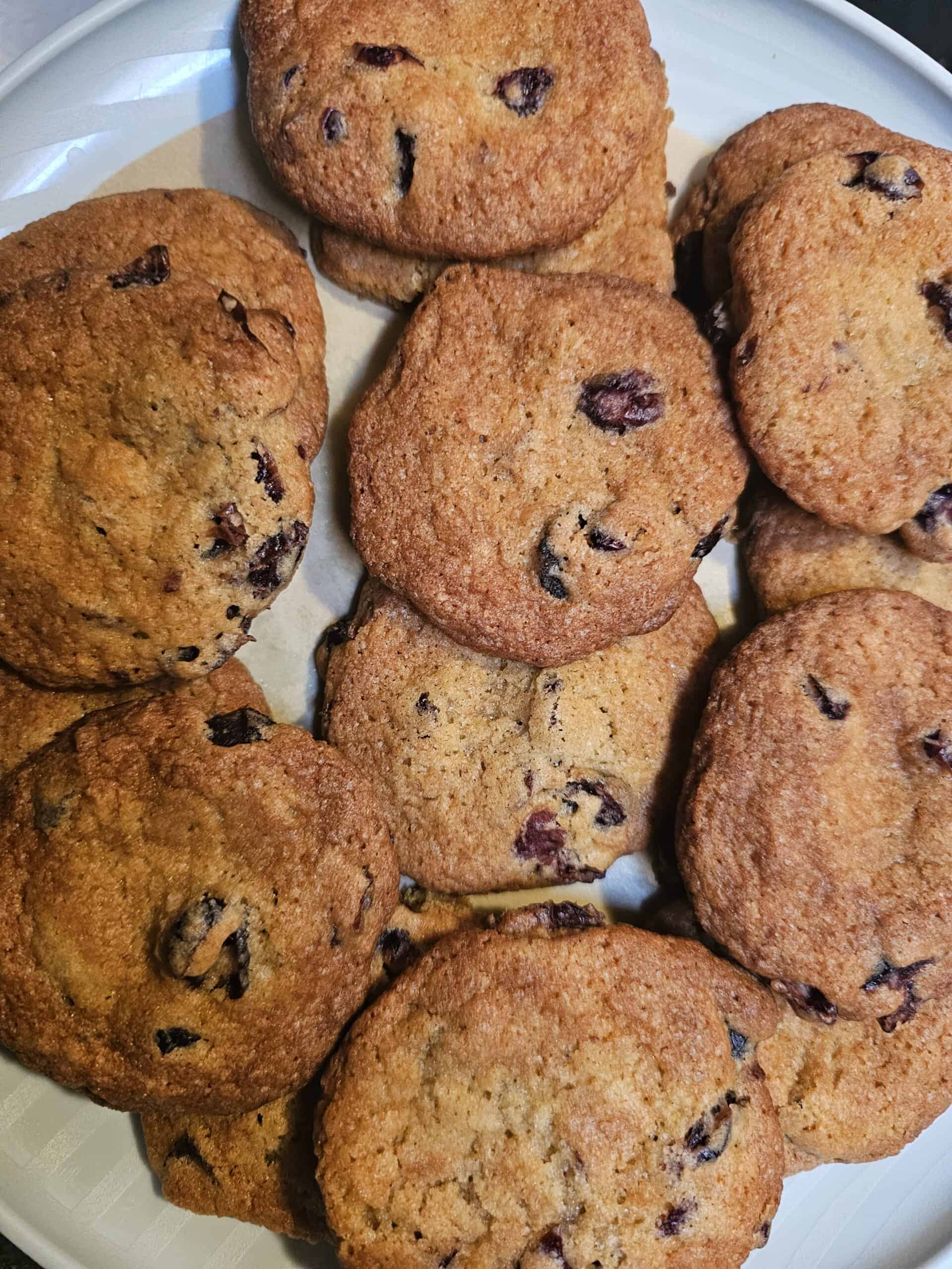 Cranberry Orange Cookies piled on plate