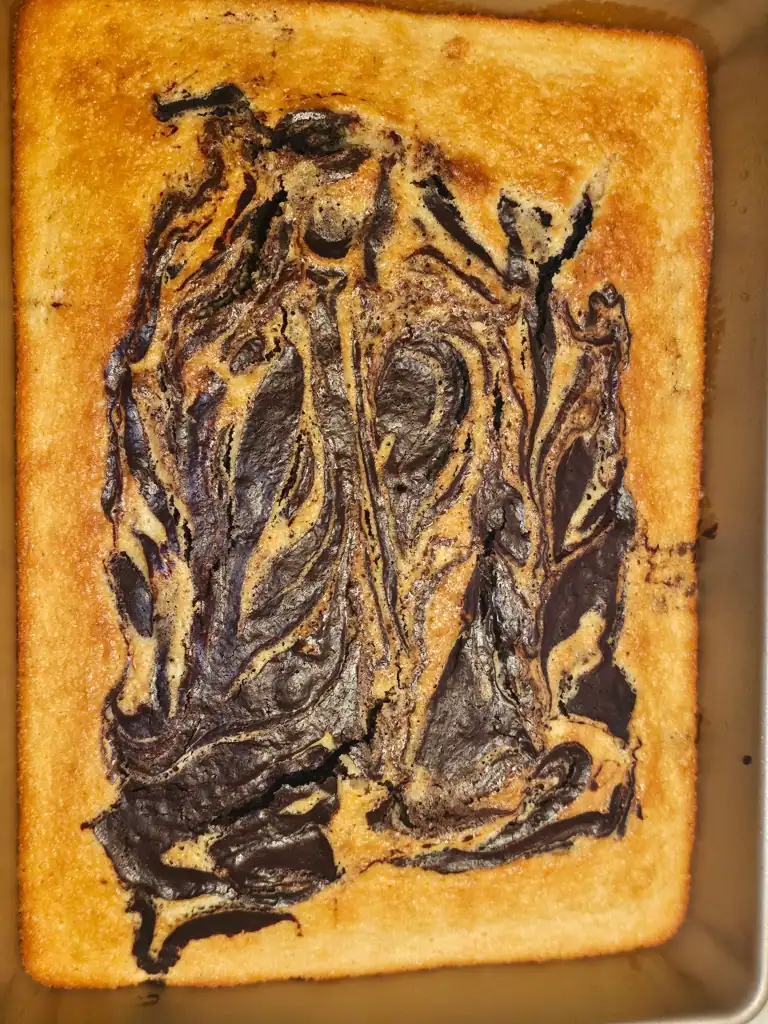 Marble cake in pan
