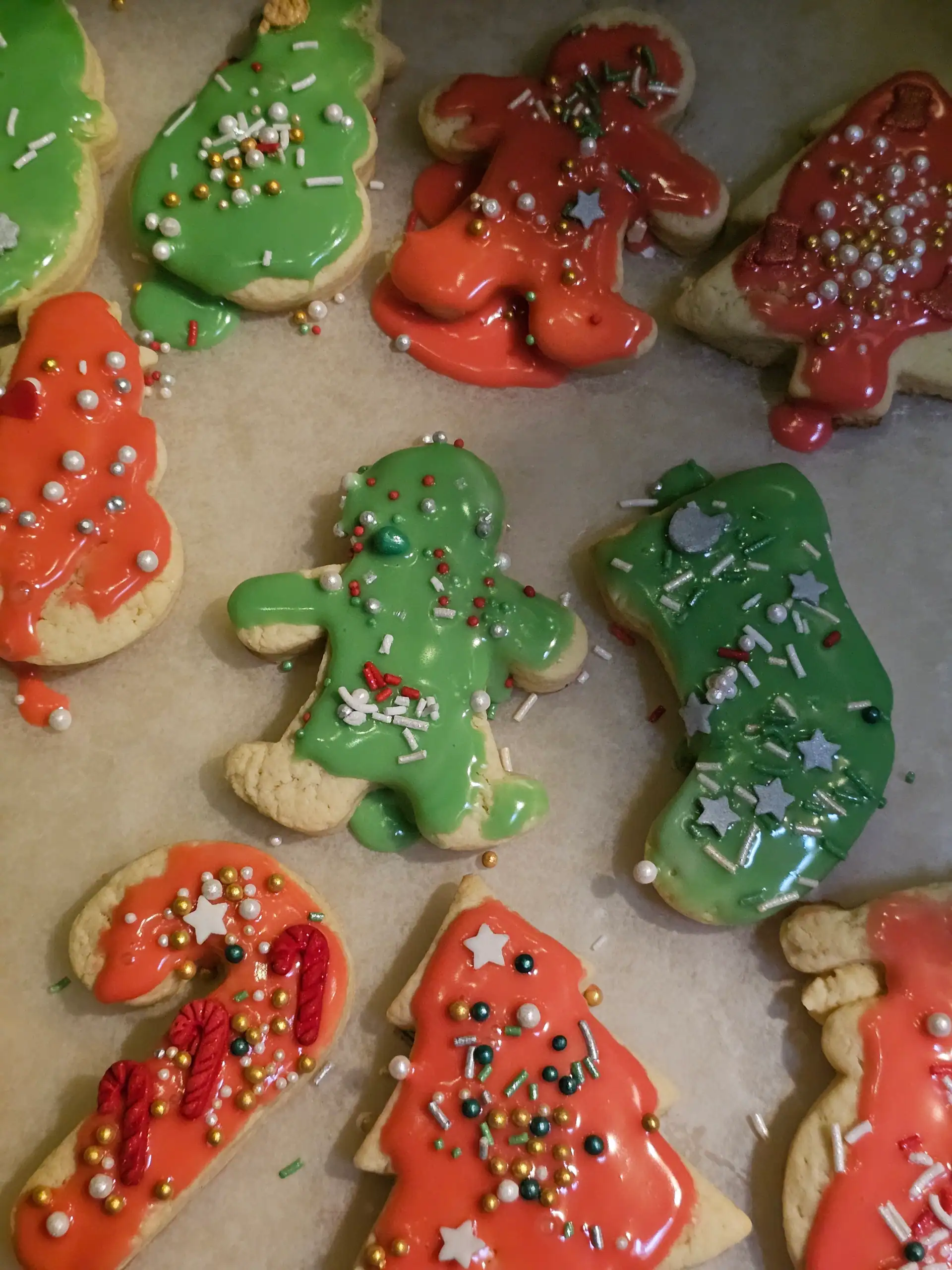 Cut out Christmas sugar cookies