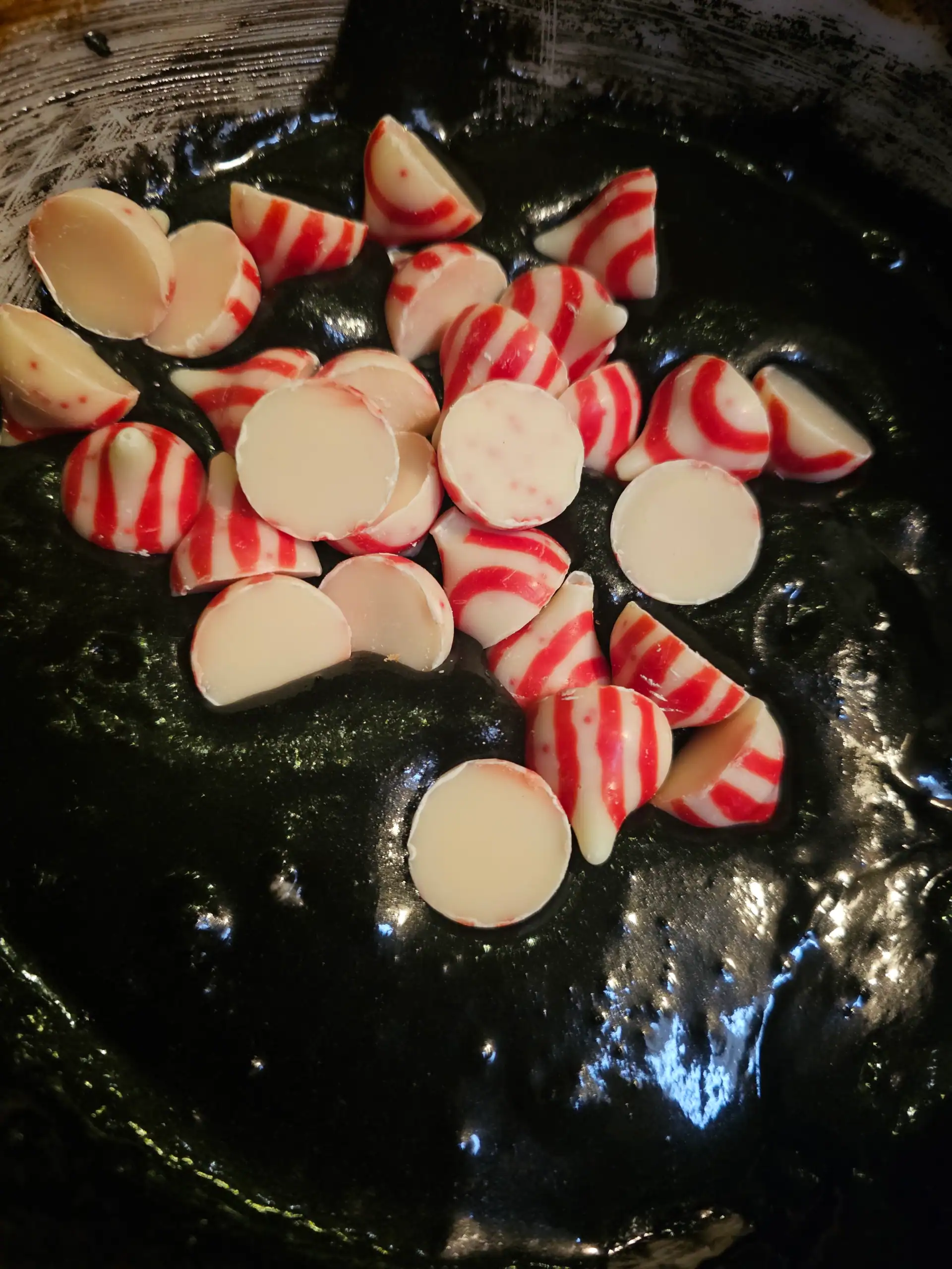Black cocoa candy cane brownie batter